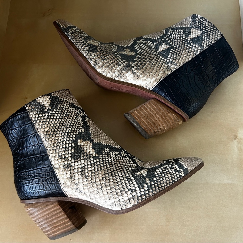 Vince Camuto Snakeprint Grasem Leather Ankle Booties - Picture 2 of 16